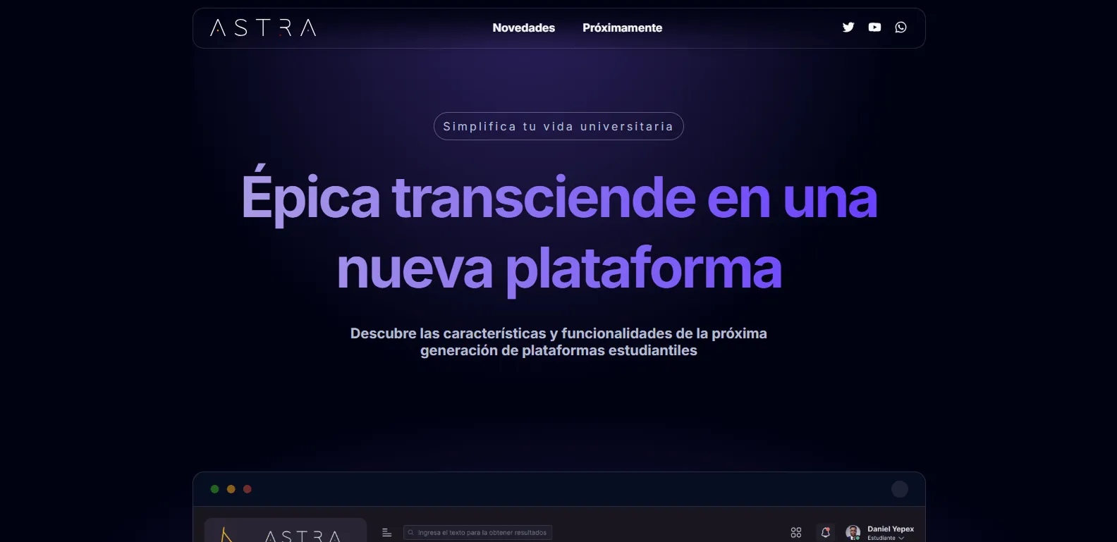 Landing Page Astra (UAC)